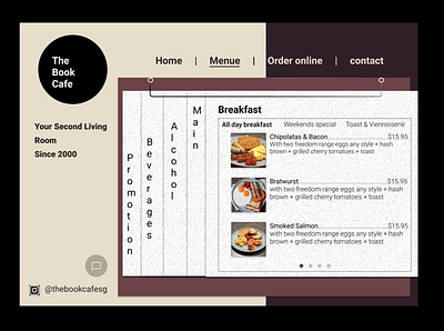 [Book Cafe Redesign] Day 2 Menu_V1 menu menu design redesign redesign tuesday webdesign website design
