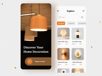 Lighting e-commerce mobile app android android app android design app design ecommerce home decoration home decoration app lamp lamp app lamp mobile app light lighting lighting app lighting design lighting store online shop typography ui ux