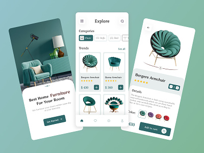 Furniture E-Commerce App android android app android design app app ui best design chair chir app design e commerce furniture furniture app furniture e commerce app furniture mobile app furniture shop online shop trending typography ui