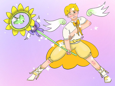 Dandelion Prism Power! got7 illustration kpop magical girl mahou shoujo pastel pastels playful sparkles yugyeom