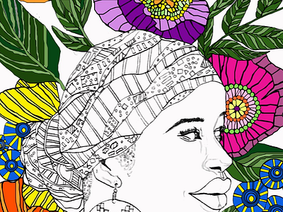 Progress on my headwrap illustration