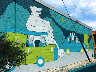 506 Madison Mural - FINISHED animals bear downtown illustrator illustrators lynchburg mice mural rabbits virginia