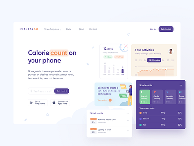 Calorie Count app branding design icon icons illustration illustrations isometric landing logo night page typography ui ux vector web