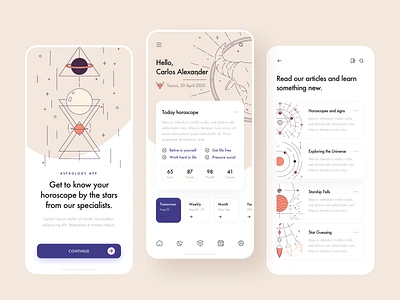 Astrologist - Mobile Version astrology astronomy design illustration illustrations lined tarot tarot card tarot deck taurus ui ux web