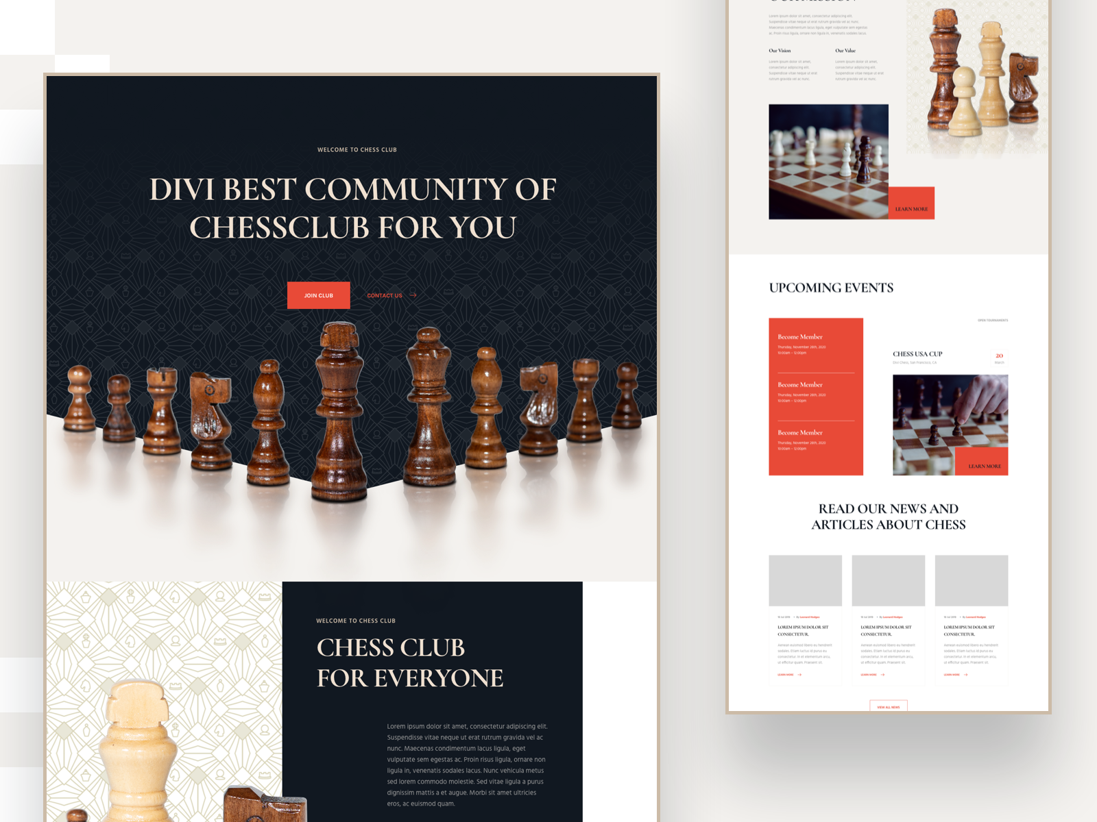 Chess Club Blog Page Divi Layout by Elegant Themes