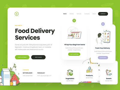 Food Delivery Services app branding delivary design grocery icons illustration logo store ui ux vector web