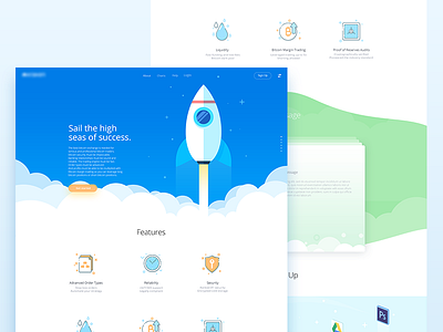 Kraken Redesign colours icons illustration macbook pro redesign rocket success website