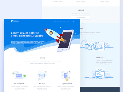 Website design illustration mobile rocket ui ux web