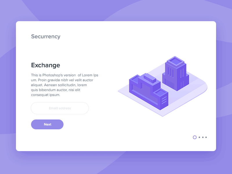 Securrency animation buildings divided exchange illustration isometric swap