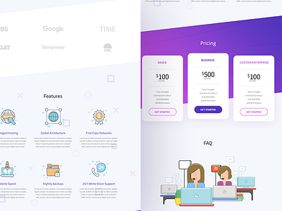 BitCozy Landing Page bitcoin fan features hosting icons illustration landing page pricing theme