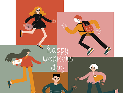 Happy workers day art cartoon character design design draw drawing flat illustrartion illustrator motion design