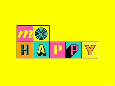 MoHappy – Logo Identity bright colors fonts grid identity logo museum neon type typography weird