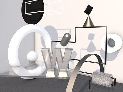 Black and W' – Still Life 3d black and white cinema cinema4d peter tarka reflections render still life w