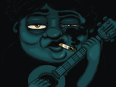Monday Blues guitar illustration smoking vector