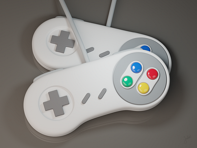 SNES Controller 3d 90s blender game nintendo snes video game