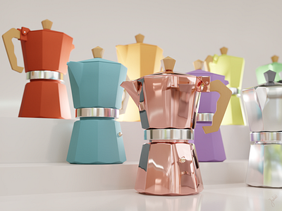 Moka pot. Italian Caffettiera 3d 3d modeling blender caffettiera colourful italian moka pot render