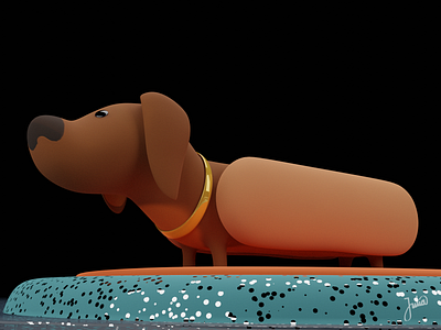 Dachshund sausage dog 3d blender dachshund dog render toy