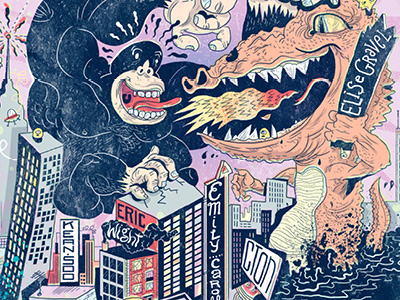 Monster Fight! animal city colour comic godzilla graphic illustration king kong