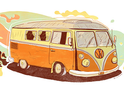 The Magic Bus colour concept graphic hippie illustration the dude abides vw bus