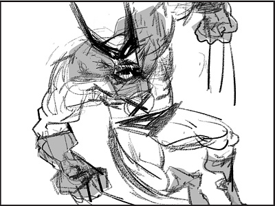 Wolverine! (Weapon X Edition) Sketch black white comic concept digital drawing gesture illustration photoshop sketch superhero wolverine