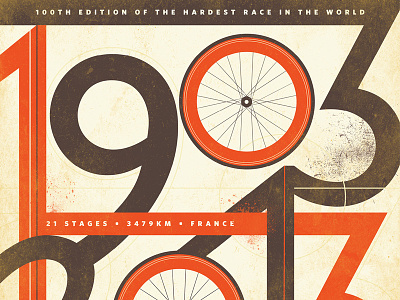 100 Years of the Tour de France bicycle bikes cycling design france orange retro type typography