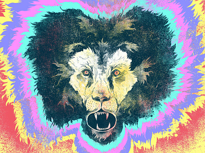 Putting the Lion in LSD animal colour digital drawing illustration lion psychedelic