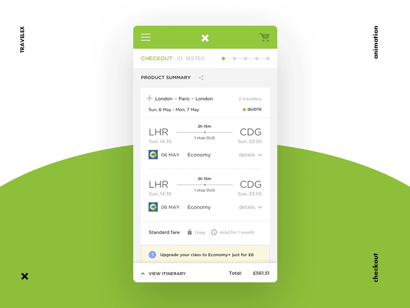 checkout itinerary animation animation app motion profile ui