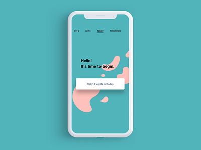 10 Words: words selection animation app card cards clean minimal motion typography ui