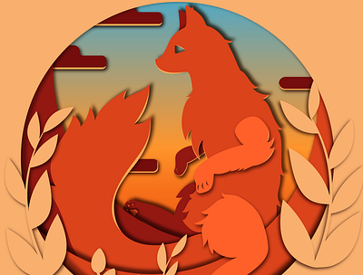 Fox fox illustration papercut vector