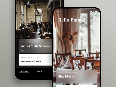 Workroom — Start app app design design ios iphone x lifestyle minimal restaurant ui ux