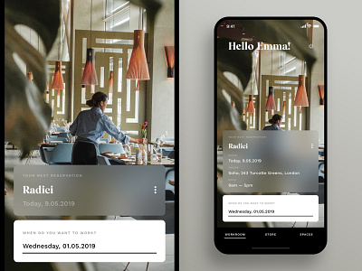 Workroom — Reservation app app design design ios iphone x lifestyle minimal restaurant ui ux