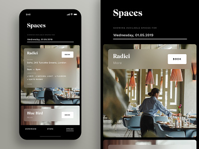 Workroom — Spaces app design ios iphone x lifestyle minimal restaurant ui ux