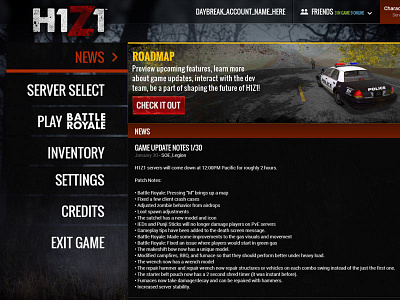 H1Z1 Main Menu UI