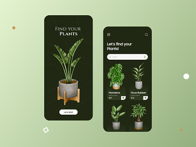 Plants App Design app clean design flat green inspiration minimal mobile modern plant app plants potted plant trend typography ui uiux unique ux vector versatile