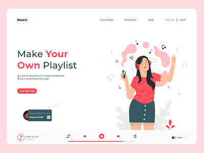 Music Landing Page colors convrtx design flat illustration interface landing page minimal modern ui unique ux uxui vector versatile web web app web application wed design