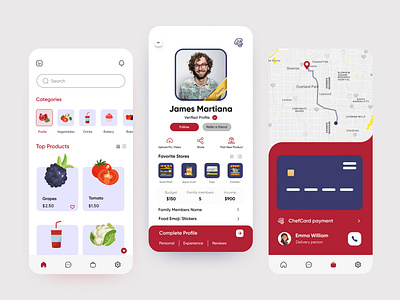 Chef Card App Design app card clean color convrtx design food fruit grocery illustration interface minimal mobile app modern trendy ui uichef uiux unique ux