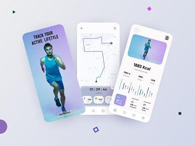 Fitness App Design - Running Tracker app app design cardio charts clean ui direction fitness gym jogging maps mobile runner running sport tracking training ui uiux ux workout