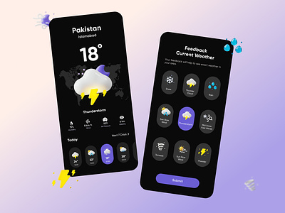 Weather App Design 2d 3d 3d app 3d art app app design application creative design illustration minimal minimalism modern typography ui unique ux vector versatile weather
