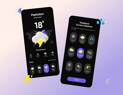 Weather App Design 2d 3d 3d app 3d art app app design application creative design illustration minimal minimalism modern typography ui unique ux vector versatile weather