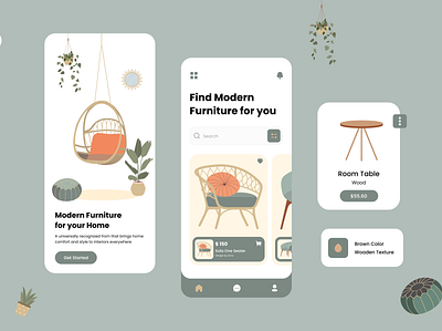 Furniture App Design 3d app chair clean ecommerce furniture furniture app home illustration interface interior minimal mobile mobileuidesign productdesign shop ui ui design uiux ux