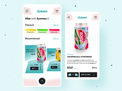 Summer juice App concept app appdesign branding design drink illustration inspiration logo motion graphics new trending ui ui ux ui design uidesign uiux uiuxdesign