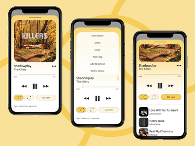 🟡Music player overlay app concept illustraion illustrator light light app mobile music music app music player play ui ux