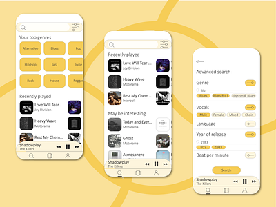 Advanced music search rework app concept illustraion illustrator mobile music music app music player ui ux