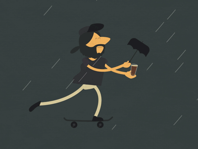 Beer Gif #3 - Beer Priorities animation beer cartoon fun gif illustration loosekeys rain skateboard skater