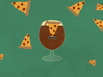 Beer Gif #7 - Pizza Beer animation beer gif illustration loosekeys pepperoni pizza snifter