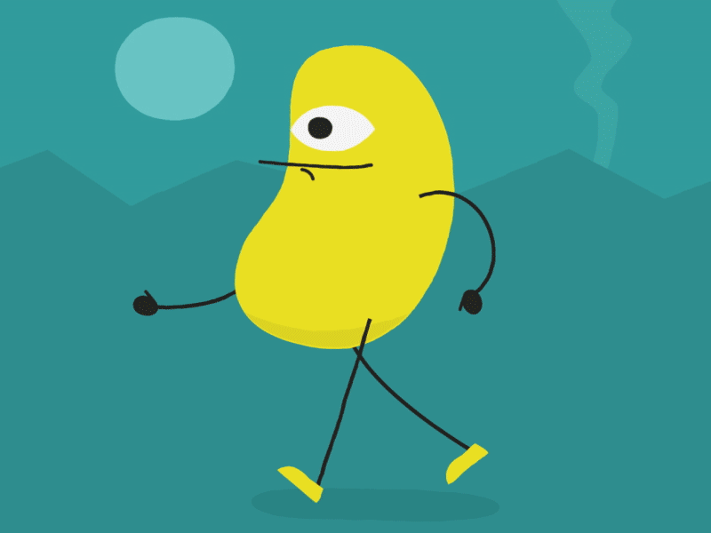 Banana Bean! animation banana character embarrassed illustration jelly bean peel surprise walk walk cycle