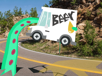 Beer Gif #39 - Beer Delivery! animation beer beer truck capture gif illustration loosekeys monster sneaky tentacle truck
