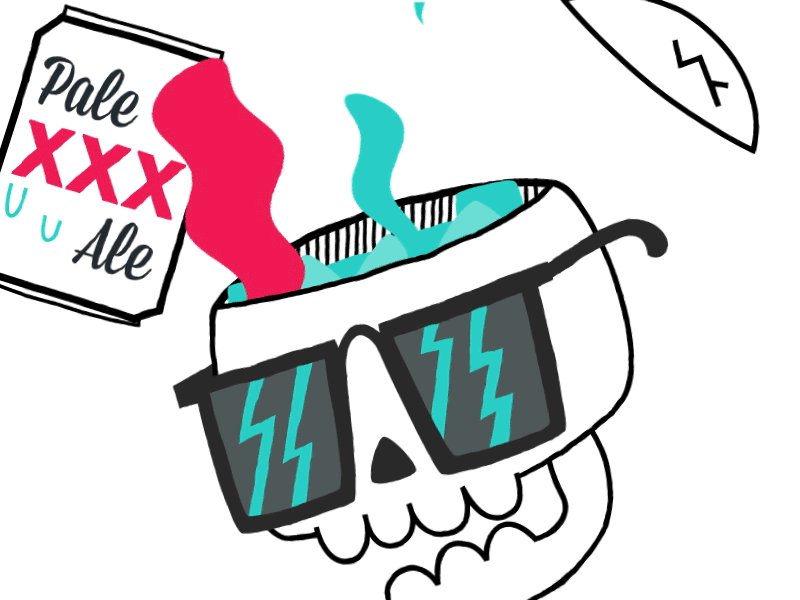 Beer Gif #40 - Pale Ale animation beer chilled cool gif illustration loosekeys nice pale ale skull sunglasses