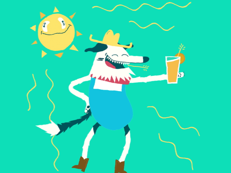 Beer Gif #50 - Wheat Beer animation beer dog farmer gif hopping illustration loosekeys smile sun wheat wheat beer