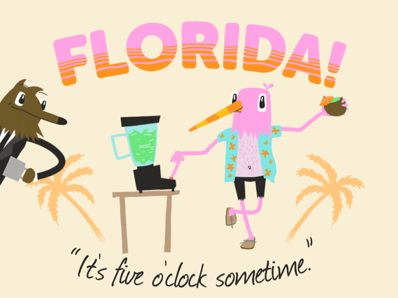 State Gif 01 - Florida! blender booze chill drinking flamingo florida gif margaritaville parrot head states vibes